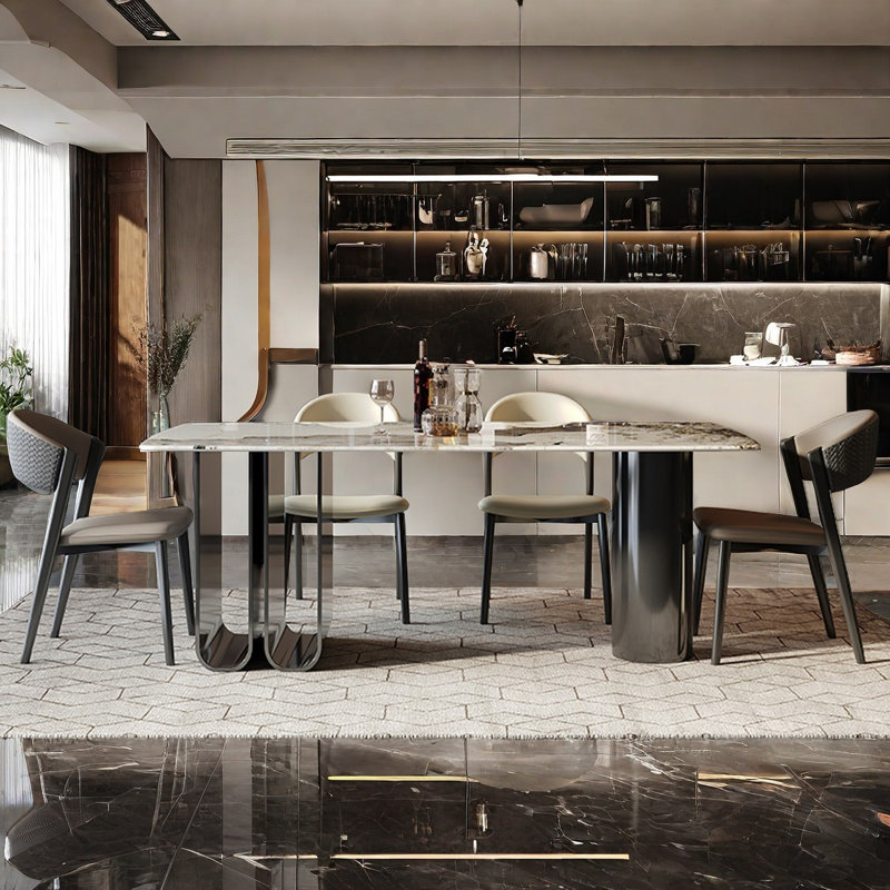 ALLNICEDT Luxury Ultra-Crystal Stone Dining Table Set - Wayfair Canada